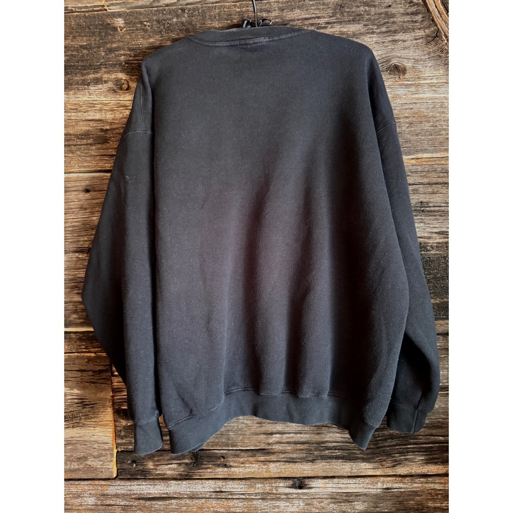Vintage 90s Nike Made USA Black Appliqué Logo Crewneck Sweatshirt XL - Picture 15 of 16